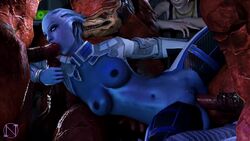 2girls 3boys 3d alien alien_girl animated asari being_watched blue_skin breasts bulge clitoris_piercing commander_shepard cuckquean dominant_male fellatio femshep fictional_interracial foursome functionally_nude functionally_nude_female gangbang handjob interspecies krogan liara_t'soni male/female mass_effect medium_breasts niisath nipples no_bra no_panties no_sound nude oral partially_clothed penetration piercing pussy rough_sex scales sex sideboob spitroast stomach_bulge submissive_female sucking urdnot_wrex vaginal_penetration video watching