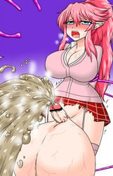 1futa balls big_balls big_balls_small_penis big_breasts big_penis body_modification bottomless breasts brown_cum bunta_kurosaki chunky_cum cleavage clothed clothing cum cumming cumshot ejaculation futa_only futanari hands-free handsfree_ejaculation huge_balls human hyper_balls light-skinned_futanari light_skin orgasm oversized_balls pale_skin partially_clothed penis pink_hair post_transformation skirt smelly_cum solo_futa standing thighhighs unusual_cum veiny_balls veiny_penis