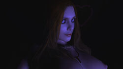 16:9 1girls 3d areolae breasts closed_mouth dark elizabeth_olsen erect_nipples female female_only ginger goth koikatu_center long_hair looking_at_viewer low_light marvel medium_breasts necklace nipples open_eyes orange_hair petite red_hair red_lipstick scarlet_witch seductive_eyes solo solo_focus topless wanda_maximoff