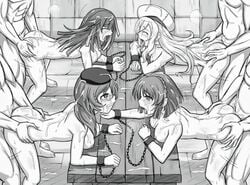 4boys 4girls ahe_gao bondage breasts chains clenched_teeth comic_pash! crying crying_with_eyes_open cuffs cum_in_pussy cum_inside cum_on_body emt_squared female femsub from_behind gangrape handcuffs helen_(kuma_kuma_kuma_bear) kuma_kuma_kuma_bear liz_(kuma_kuma_kuma_bear) lurina_(kuma_kuma_kuma_bear) male maledom monochrome multiple_boys multiple_girls multiple_subs mylene_(kuma_kuma_kuma_bear) nude rape sex straight table wrist_cuffs year_request yusaaoi