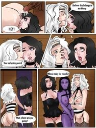 anal anal_sex angela_white ass_eating bdsm_gear bethesda_softworks big_penis bondage_outfit comic_page cum cum_in_ass cum_in_pussy cumshakequeen daedra mercy_white rimjob sex skyrim the_elder_scrolls threesome vlam