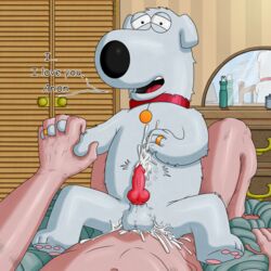 2boys animal_genitalia animal_penis anthro anthro_on_human bedroom black_nose blanket brian_griffin canine canine_genitalia canine_penis closet collar cowboy_position cowgirl_position cum cum_in_ass cum_inside cum_on_body cum_on_chest cum_on_self cum_on_stomach cumshot dialog dialogue door drawer erection evil_monkey family_guy furry gay holding_hands human_penetrating_anthro mirror open_mouth pov pov_eye_contact red_penis reflection submarinejesus wall wallpaper white_fur yaoi