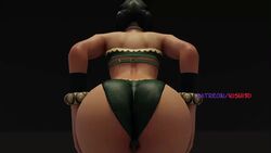 1girls 3d animated ass ass_focus ass_shake big_breasts bikini black_hair close-up dat_ass female female_only from_behind green_bikini hands_on_ass huge_ass kishi namco soul_calibur sound talim teasing video