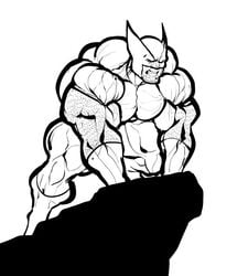 all_fours bara cliff facial_hair gloves hairy hairy_arms male_only marvel mask masked masked_male monochrome muscular muscular_arms muscular_legs muscular_male pecs ripped-saurian solo solo_male suit wolverine wolverine_(x-men) x-men