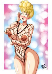 areolae big_breasts bikini_(dragon_ball) blonde_hair breasts dragon_ball female female_focus female_only fishnet fishnet_leotard fishnets mature mature_female milf nipples panchy panchy_(dragon_ball) panchy_briefs rodriguesd-marcelo solo