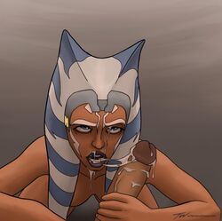 after_deepthroat ahsoka_tano cum_in_mouth cum_on_face eye_contact facial facial_markings gasp gasping open_mouth oral oral_sex out_of_breath penis petite pov star_wars terracottawarriorr_(artist) the_clone_wars:_season_seven togruta