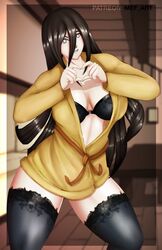 1girls asian_clothing big_breasts black_bra black_legwear boruto:_naruto_next_generations bra brown_hair cleavage dress female female_focus female_only hourglass_figure hyuuga_hanabi indoors large_breasts legwear lingerie looking_at_viewer mefartwork naruto naruto_(series) open_clothes pale-skinned_female pale_skin pinup pose posing purple_eyes short_dress shounen_jump smile smiling solo solo_female solo_focus standing stockings thick_thighs thighhighs thighs voluptuous wide_hips yukata