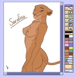 anthro anthrofied ass breasts disney female female_only interface lion lioness looking_aside nipples nude sarafina side_view solo standing tagme the_lion_king thirteeenth