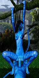 1boy 1boy1girl 1girls alien alien_girl alien_only avatar blue_skin braided_hair duo faceless_male female humanoid jake_sully male na'vi neytiri nude tail vaginal_penetration