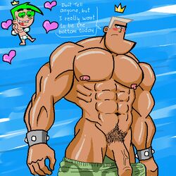 abs artist_request bara blue_background blush bottom confession cosmo dialogue eight_pack english_text erect_nipples feet_out_of_frame flaccid flaccid_penis floating_crown flying gay gray_hair green_eyes green_hair heart-shaped_pupils heart_eyes hearts incest inviting_to_sex jorgen_von_strangle large_penis male male_only mouth_open multiple_males muscles muscular muscular_male nickelodeon pants_down pecs retracted_foreskin serratus_anterior shirtless size_difference smile spiked_bracelets switch tagme tanned_skin the_fairly_oddparents underwear_only unibrow veiny_penis wings yaoi