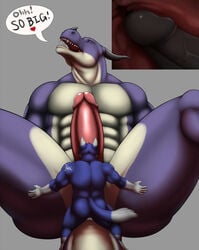 anal anal_sex anthro ass canine close-up dragon erection fur furry male male_only multiple_males muscles nik_(sonicfox) nude penetration penis sex spread_legs spreading wide_hips yaoi