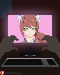 doki_doki_literature_club hair_fetish hair_grab haircut hairjob male_pov monika_(doki_doki_literature_club) pov unseen_male_face wildhl