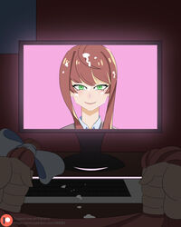 doki_doki_literature_club hair_fetish hair_grab haircut hairjob male_pov monika_(doki_doki_literature_club) pov unseen_male_face wildhl