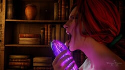 16:9_aspect_ratio 1girls 3d cd_projekt_red female female_only high_resolution licking open_mouth red_hair solo solo_female the_witcher the_witcher_(series) the_witcher_2 the_witcher_3:_wild_hunt theropedude tongue_out triss_merigold