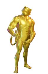 1boy 3d 3d_(artwork) ass balls body_blush dollymolly323 domestic_cat epic_games feet fortnite gold_meowscles_(fortnite) male male_only meowscles_(fortnite) naked penis solo tagme