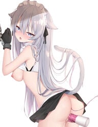 animal_ears anus ass blush bondage breasts cat_ears cat_tail catgirl chains cute gloves kamu_(geeenius) long_hair maid nekomimi nipples no_bra nopan pussy pussy_juice saliva shirt_lift skirt skirt_lift tail tears vibrator vibrator_in_ass vibrator_in_pussy