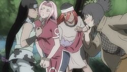 4girls age_difference black_hair clothed_female clothing dress_lift female female_only holding_object imminent_sex imminent_yuri kin_tsuchi kunai lifted_by_another long_hair mitarashi_anko molestation multiple_girls naruto naruto_(classic) naruto_(series) older_female outdoors pink_hair purple_hair red_hair sakura_haruno tayuya temon threatening tied_hands younger_female yuri