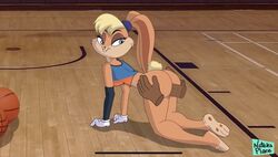 1boy 1boy1girl 1girls anthro ass basketball_court basketball_uniform big_ass big_butt big_penis blush bottomless breasts bunny clothed_female commission cum_in_pussy dark-skinned_male dark_skin disembodied_hand disembodied_penis doggy_style eyes_closed female from_behind fur furry gloves hot_dogging lola_bunny looking_back looney_tunes male male/female nateka_place no_panties outside space_jam tagme vaginal_penetration