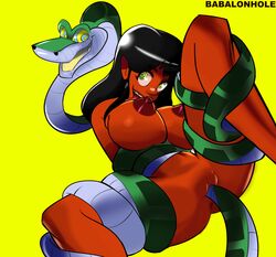 2020 babalonhole big_breasts black_hair brown_skin color commission crossover digital_media_(artwork) disney erect_nipples hi_res huge_breasts hypnosis kaa kaa_eyes lilo_and_stitch mature_female milf mind_control nani_pelekai nipples rape straight_hair tail_insertion tail_sex the_jungle_book