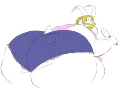 1boy anthro asgore_dreemurr ass ass_focus bara barazoku beard belly bent_over big_ass big_belly big_butt blonde_hair booty_shorts chubby crop_top huge_ass huge_butt looking_back looking_down male male_only muscular muscular_male papaburry papaburry_(artist) presenting presenting_hindquarters smile solo solo_male trowel undertale