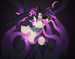 2021 ahe_gao anal anal_sex anus breasts drooling hands_up kai'sa league_of_legends long_hair mostly_clothed nipple_play nipples pepprnsalt purple_hair pussy pussy_juice riot_games spiderfarto tentacle tentacle_sex vaginal_penetration