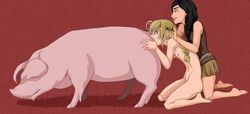 anilingus astrid_hofferson beast_rimming female forced forced_bestiality forced_partners heather_(httyd) how_to_train_your_dragon human male male_anilingus pig rimming unintentional_bestiality unwilling zoophilia