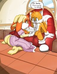 absurd_res age_difference anthro ass ball_fondling balls big_penis dat_ass duo english_text fellatio female fondling genitals hermanworks hi_res male male/female mature_female milf nude older_female oral penile penis sega sex sonic_(series) tails text uncensored vanilla_the_rabbit young younger_male