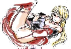 07th_expansion collar crossdressing forced_crossdressing garter_straps leash_pull lion_ushiromiya pink_collar spread_legs umineko_no_naku_koro_ni