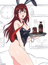 1girls big_breasts breasts bunny_ears bunnysuit cleavage dr_pepper female female_only jojiyaki light-skinned_female makise_kurisu steins;gate thick_thighs