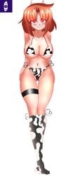 1girls big_breasts bikini blush_stickers breasts brown_eyebrows brown_eyelashes brown_hair chara cow_girl digital_media_(artwork) female female_only indigopencil lingerie red_eyes smile thighs twitter_username undertale undertale_fanfiction