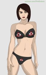 1girls assistant brown_hair ceo_executive_assistant female female_only grand_theft_auto grand_theft_auto_online grand_theft_auto_v green_eyes light_skin lipstick looking_at_viewer pink_dubsta solo underwear underwear_only