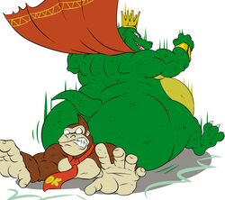 anthro ape ass ass_focus back back_muscles bara barazoku belly big_ass big_belly big_butt crocodile crocodilian donkey_kong donkey_kong_(series) fat fat_ass fat_man fight fighting gay gorilla huge_ass huge_butt k_rool kremling male male/male male_only muscular muscular_male nintendo obese obese_male overweight overweight_male reagan700 scalie