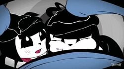 2d 2d_animation animated blowjob bonbon_(derpixon) chuchu_(derpixon) cum cum_in_mouth deep_throat derpixon gray_background heart-shaped_pupils mime mime_and_dash oral oral_sex threesome throat_fuck