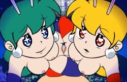 1boy 2girls :3 ahe_gao akane_(parodius) animated ass big_breasts big_penis blonde_hair blue_eyes breasts breasts_out bunny_ears bunnysuit chibi cleavage cum double_tribadism_on_penis earrings elbow_gloves erection eyebrows eyebrows_visible_through_hair eyelashes faceless_male female female_focus ffm ffm_threesome gif glans green_hair happy_sex high_heels hikaru_(parodius) human konami large_breasts light-skinned_male long_hair loop male minus8 mostly_nude multiple_girls naked nipples nude nude_male parodius parodius_animation_(minus8) penis precum pussy red_eyes sex smile straight teamwork thighhighs threesome tribadism tribadism_on_penis video_games