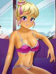 1girls big_breasts bra breasts chestnut_magnifico_(eg) cleavage cogbrony commission equestria_girls eyeshadow female female_only friendship_is_magic hasbro hi_res highres lingerie looking_at_viewer my_little_pony navel panties smiling solo solo_female