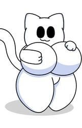 anthro big_breasts bongo_cat breasts busty cat_ears cat_tail feline meme silly_cats thick_thighs