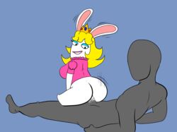 artybear bodily_fluids butt cowgirl_position crossover cum duo female from_front_position genital_fluids looking_back male mario_(series) mario_+_rabbids mario_+_rabbids:_kingdom_battle on_bottom on_top rabbid rabbid_peach raving_rabbids reverse_cowgirl_position sentones sex video_games