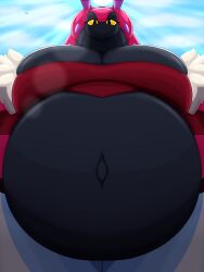 anthro anthro_pred big_belly big_breasts digestion female female_pred huge_breasts muffin_top nintendo pakaproductions pokémon_(species) pokemon pokemon_pred pov scolipede solo_female thick_thighs thighs vore year_request