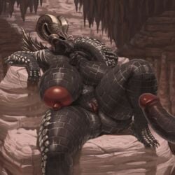 1boy 1boy1girl 1girls 2d_looking_like_3d areolae huge_areolae huge_breasts huge_butt huge_nipples hyper_breasts kulve_taroth monster_hunter nipple patacon penis pussy scalie tail thick_thighs wide_hips