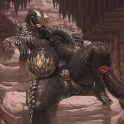 2d_looking_like_3d ass butt_from_the_front huge_breasts huge_butt hyper_bimbo hyper_breasts kulve_taroth monster_hunter patacon penis scalie tail thick_thighs wide_hips