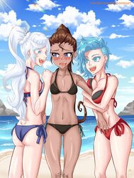 beach bikini genderswap_(mtf) icesticker icestickerart ilia_amitola neptune_vasilias rule_63 rwby weiss_schnee