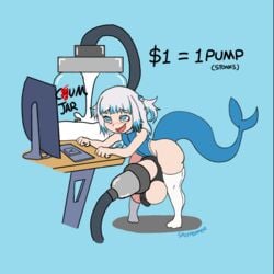 1futa 2d 2d_animation a_(gawr_gura) animated balls bent_over bigumbuttis blue_eyes blue_tail computer cum cum_jar desktop ejaculation electronics futa_only futanari gawr_gura hololive hololive_english huge_balls huge_cock infinite_cum keyboard large_penis light-skinned_futanari light_skin milking milking_machine monitor orgasm penis penis_milking shortstack small_but_hung solo spicypepper streaming testicles thick_thighs thighhighs virtual_youtuber white_hair wide_hips