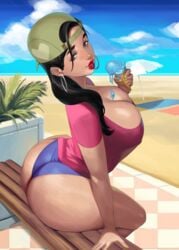 1girls 2020s 2021 arched_back arm_support ass ass_focus backwards_cap baseball_cap beach beach_towel beach_umbrella bench big_ass big_breasts big_butt black_hair blue_shorts breast_squeeze breasts brown_eyes bubble_ass bubble_butt cap cleavage clothed clothed_female clothing clouds color colored curvy dark_hair dat_ass digital_media_(artwork) ear_piercing ear_piercings earrings eyebrows eyelashes female female_focus female_only ferns fully_clothed green_cap green_headwear hi_res highres hips hoop_earrings hourglass_figure huge_ass huge_breasts huge_butt human ice_cream ice_cream_on_breasts large_ass large_breasts large_butt latina light-skinned_female light_skin lip_piercing lips lipstick long_hair looking_at_viewer looking_back nail_polish nails original_character outdoors photo piercing pink_shirt plant presenting red_lipstick shirt sitting sky snapback solo solo_female solo_focus space_(uchuu) sun_umbrella t-shirt teeth thick_ass thick_eyebrows thick_lips thick_thighs thighs tomboy toned toned_female visor_cap voluptuous wedgie wide_hips yellow_nails young yuzhou