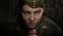 1boy 3d akatomasu before_sex beret blue_eyes brown_hair call_of_duty call_of_duty_ww2 clothed cock corporal_green female fully_clothed hi_res highres imminent_oral light-skinned_male looking_at_viewer looking_up military necktie night outside penis pov pov_eye_contact shirt soldier source_filmmaker tie uniform world_war_2