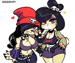 2021 2girls animal_crossing anthro black_hair black_nails breasts choker cleavage clothed crop_top crossover eyeshadow female female_only fingerless_gloves fishnet_armwear frown furry goth gothabelle gotharappa grin hair_over_one_eye hand_on_hip hat isabelle_(animal_crossing) large_breasts looking_at_viewer nail_polish navel nintendo parappa parappa_the_rapper peace_sign plaid_skirt purple_hair red_eyes rule_63 skirt smile tail tank_top tied_hair v_sign wagging_tail wide_hips zzzh1n