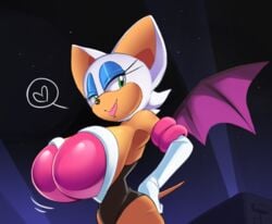 2d color elbow_gloves eyeshadow female female_only gloves green_eyes heart huge_breasts leotard lips lipstick looking_at_viewer mobian mobian_(species) mobian_bat rouge_the_bat seductive seductive_eyes seductive_look seductive_smile sega smile sonic_(series) sonic_adventure_2 sonic_the_hedgehog_(series) squidapple