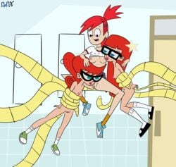 3girls accurate_art_style anal anal_penetration anal_sex background cartoon_network crossover cunnilingus dedx erect_nipples female fff_threesome foster's_home_for_imaginary_friends frankie_foster glasses johnny_test_(series) licking_nipple licking_pussy long_hair mary_test multiple_girls oral pussy_juice red_hair shaved_pussy shirt_lift small_breasts socks susan_test tentacle test_twins threesome tied_up vaginal vaginal_penetration wet_pussy yuri