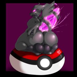 1:1 2021 anthro ass backsack balls big_ass big_balls big_butt black_border border digital_media_(artwork) dragon femboy genitals girly hand_on_butt hi_res huge_ass huge_balls huge_butt legendary_pokémon looking_at_viewer looking_back male male_only nintendo pokémon_(species) pokemon presenting presenting_hindquarters purple_background reptile scalie simple_background solo suirano thick_thighs video_games wide_hips zekrom