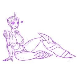 1girls arcee arcee_(prime) artist_request big_breasts big_nipples breasts busty female female_only huge_breasts large_breasts looking_at_viewer monochrome nipples puffy_nipples robot robot_girl sketch solo solo_female thick_thighs transformers transformers_prime white_background