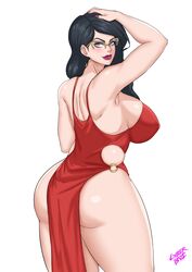 1girls armpits big_ass big_breasts black_hair cyberboi dress glasses milf oc sideboob skimpy vanessa_willendorf